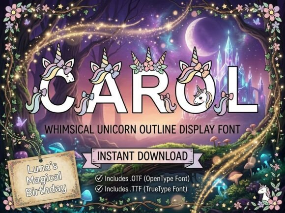 Carol: A Whimsical Unicorn Display Font for Magical Designs