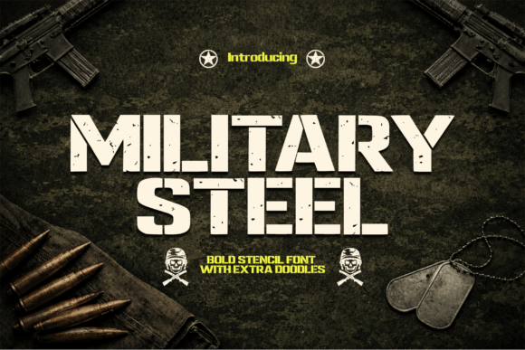 Military Steel: Command Attention with a Stencil Typeface Built for Impact